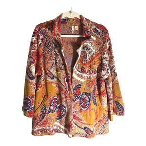 Anthropologie Moth sz LG Paisley Knit Cardigan Blazer Jacket Excellent!
